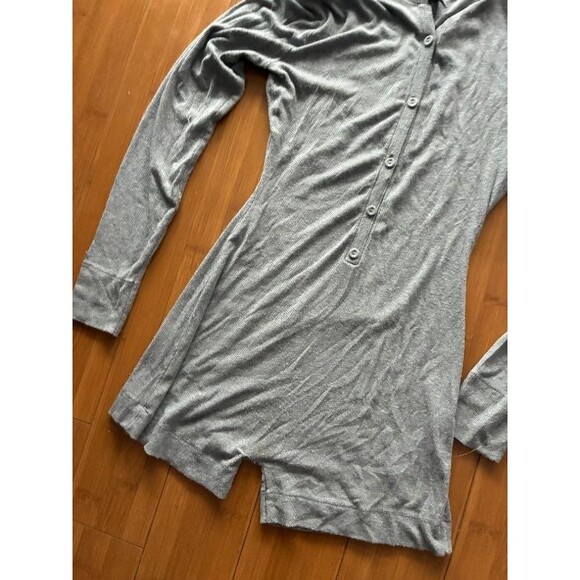 Skims Soft Lounge Ribbed Long Sleeve Romper in Grey Large - Picture 3 of 5